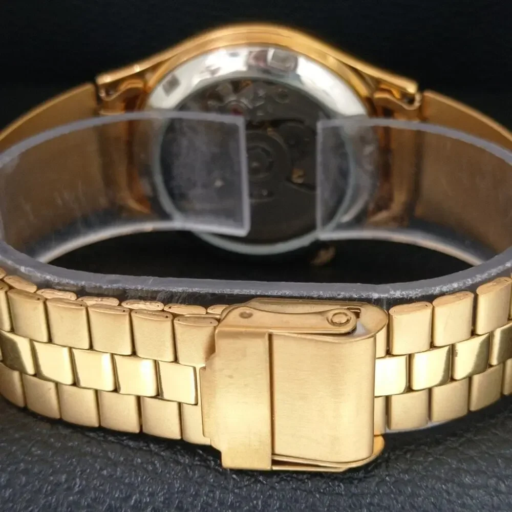 Vintage 1978 Seiko Automatic Mens Gold Watch W/daydate & Blue accents